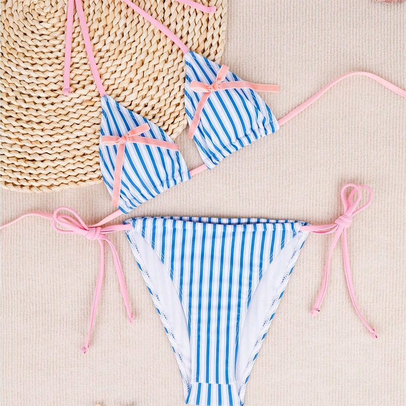 Dam Triangelbikini Justerbara Remmar Elastisk Badkläder 2
