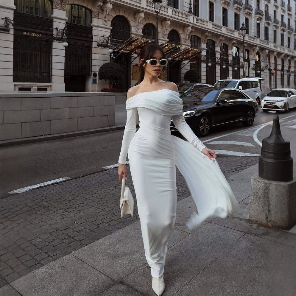 Kvinnors Wrap-Klänning Vattenfallshalsring Tygblandning-2