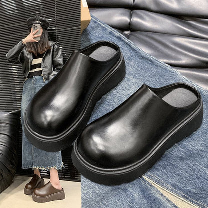 Dam Träskor Hög Platå Syntetiskt Läder-2