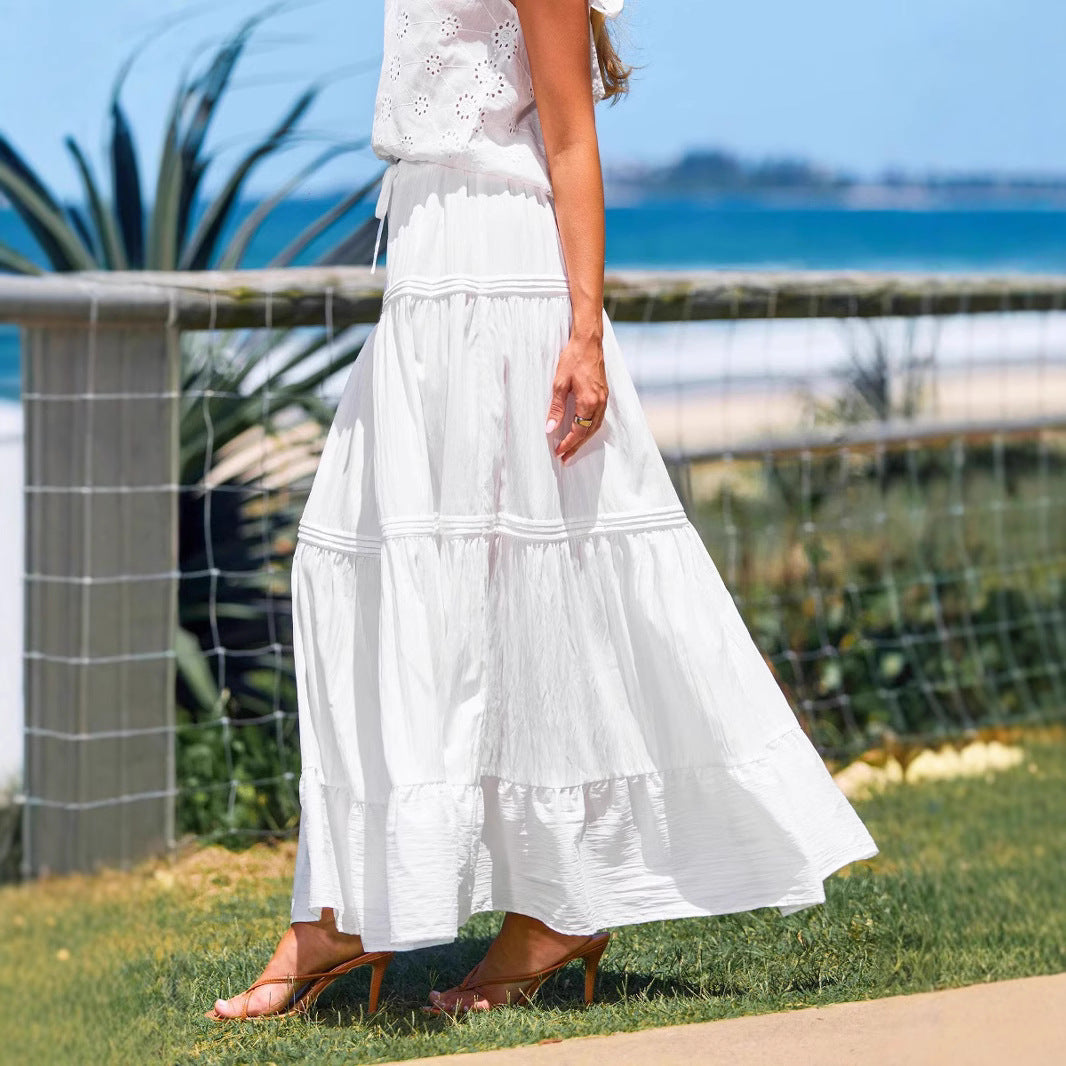 Dam Lång Kjol A-linjeformad Polyester Elegant Tidlös-3