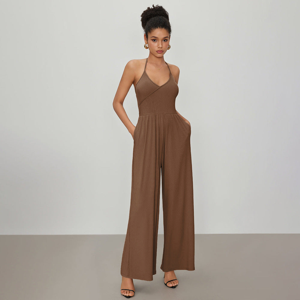 Dam Jumpsuit Slim Fit Hög Midja Polyester Elastan-2