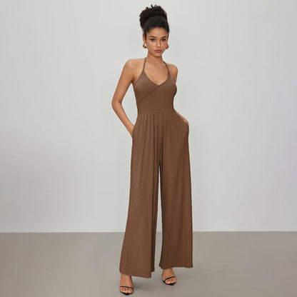 Dam Jumpsuit Slim Fit Hög Midja Polyester Elastan-2