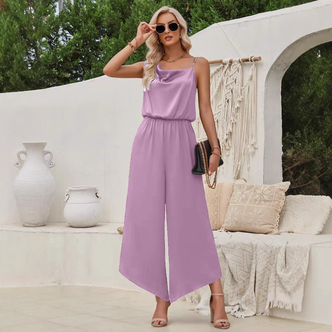 Dam Byxor Bred Ben Medelhög Midja Lätt Polyester-3