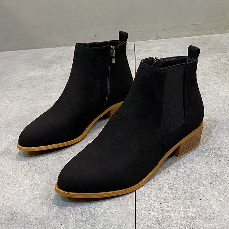 Kvinnors Ankelstövlar Elegant Dragkedja Bekväm Blockhäl Mjukt Material 7