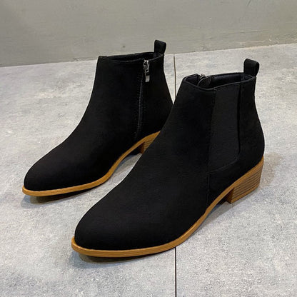 Kvinnors Ankelstövlar Elegant Dragkedja Bekväm Blockhäl Mjukt Material 7