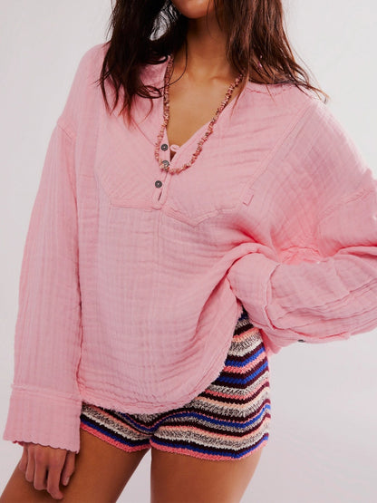 Variant image for Dam Skjorta Långärmad V-ringning Mjuk Bomull-6