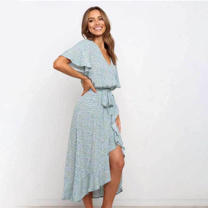 Ljusblå A-Line Midi Klänning i Chiffon med Regelbundna Ärmar – Perfekt för Sommarens Fester 4