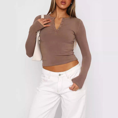 Dam Tröja Långärmad Halvöppen Krage Mjuk Tygblandning-3