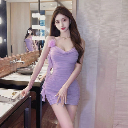 Variant image for Kvinnors Bodycon Klänning Off-Shoulder Spaghetti Band Polyester-10