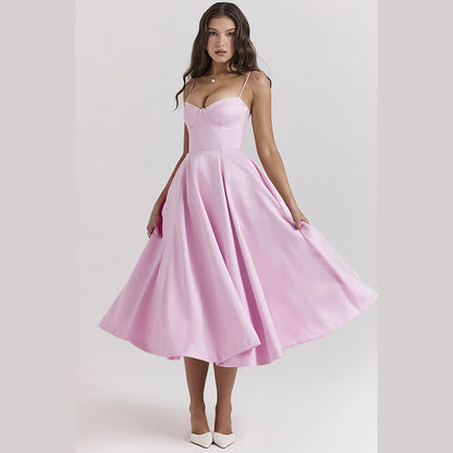A-Linien Cocktailkleid Damen mit Justierbaren Trägern – Herzförmiger Ausschnitt, Schwingender Rock, Ideal für Hochzeiten und Feste 5
