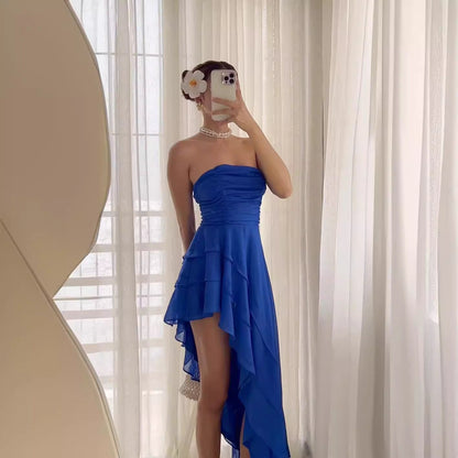 Damklänning Off-Shoulder Oregelbunden Polyester Fina Dam Klänningar-2