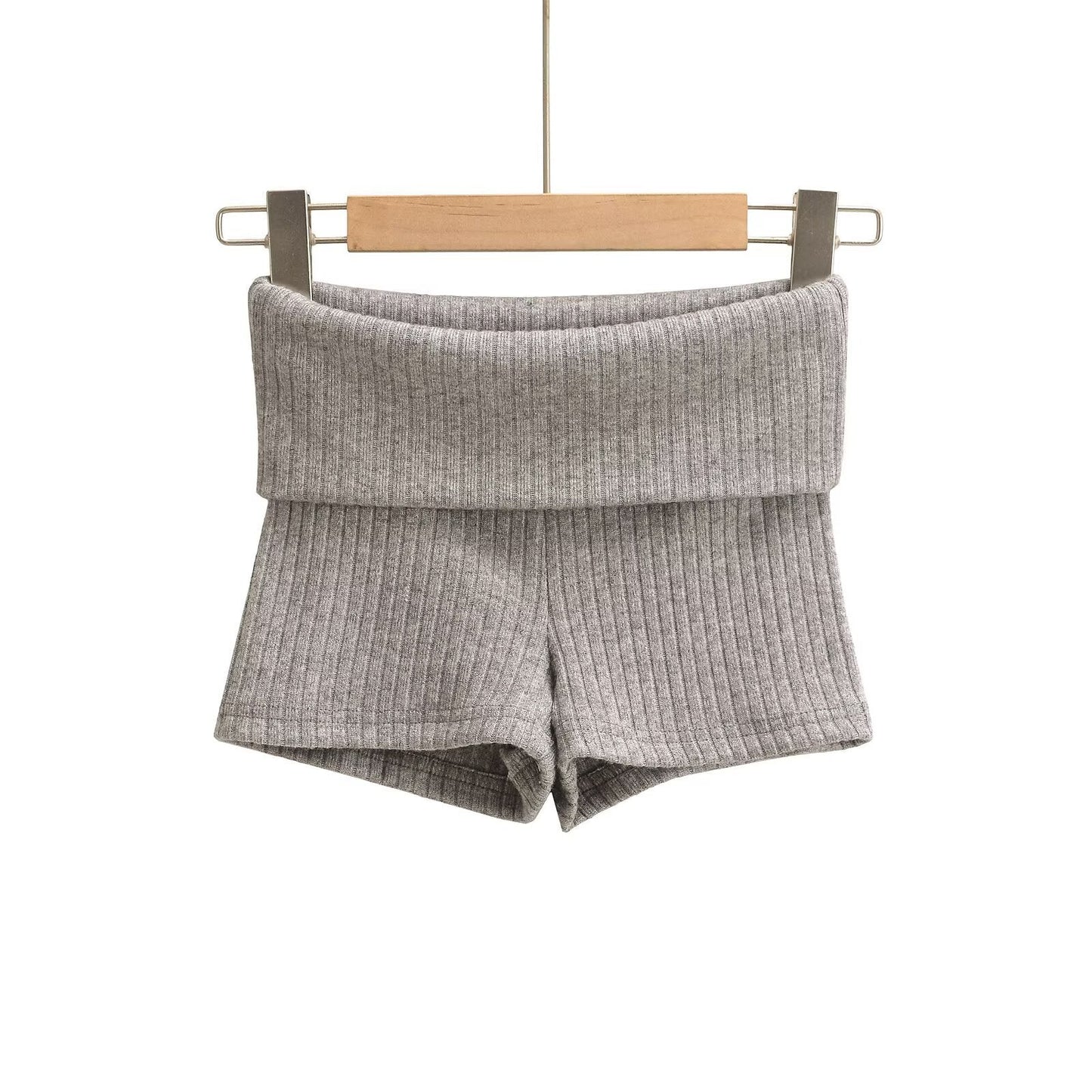 Kvinnors Shorts Ribbmönster Mjuk Bomullsmix-1