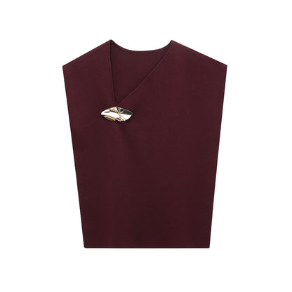 Dam Ärmlös Klänning Asymmetrisk Polyester med Gulddekoration-1