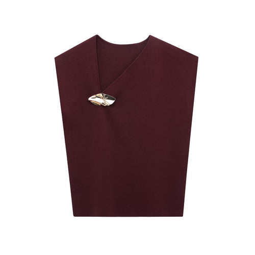 Dam Ärmlös Klänning Asymmetrisk Polyester med Gulddekoration-1