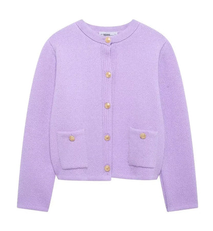 Kvinnors Cardigan med Dekorativa Knappar Mjuk Tygblandning 8