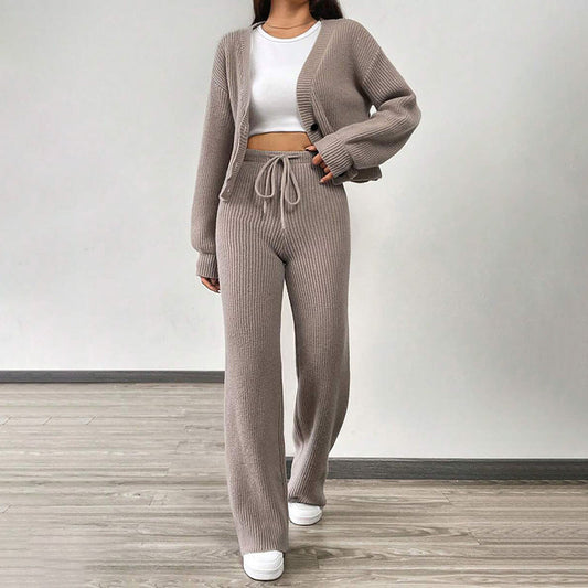 Dam Loungewear Set Kort Kofta Elastiska Byxor Mjukt Material 1