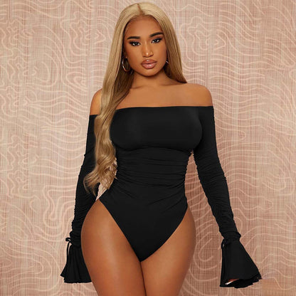 Dam Jumpsuit Slim Fit Hög Midja Långa Ärmar Polyester Elastan-2