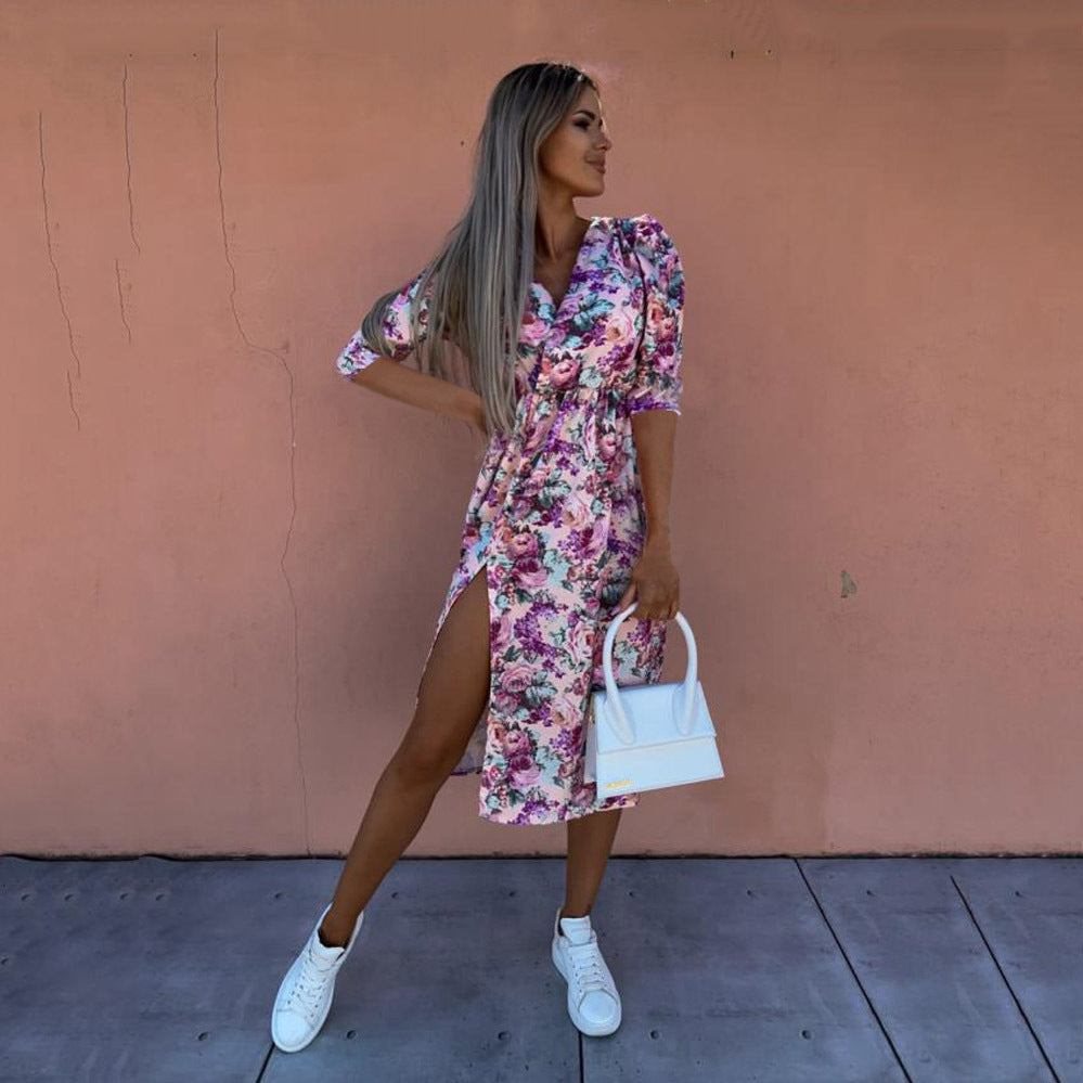 Kvinnors Mini Klänning V-Ringning Spandex-3