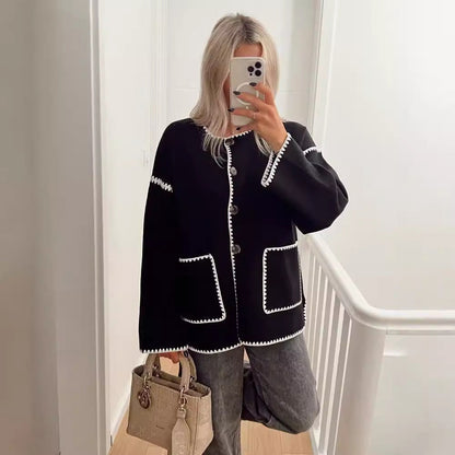 Kvinnors Kort Rock Fleece med Färgblock Chenille-3