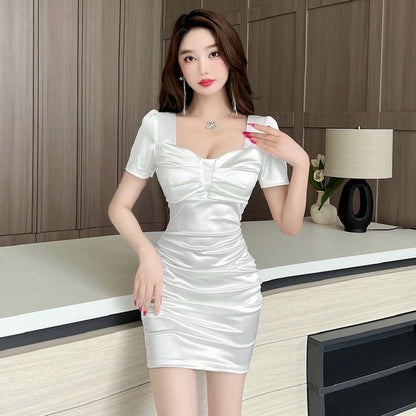 Kvinnors Bodycon Klänning Fyrkantig Utskärning Kort Polyester Elastan 3
