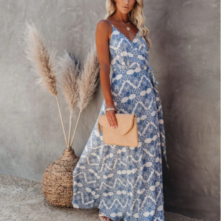 Dam Maxi Klänning Blommig Midi Polyester Fina Dam Klänningar-2