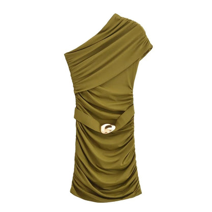 Variant image for Kvinnors Omslagsklänning Rüsch Detaljer Mjuk Elastisk Blandning-1