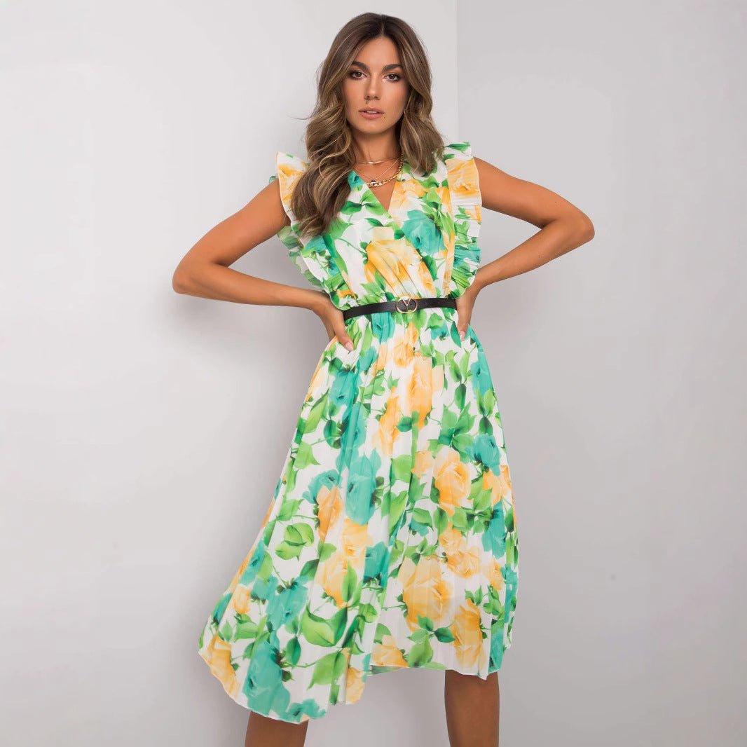 Dam Midiklänning A-linje Puffärmar Polyester för Bröllop och Fest-5