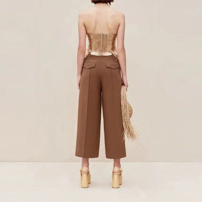 Damklänning Asymmetrisk Veckad Polyester Ärmlös-4