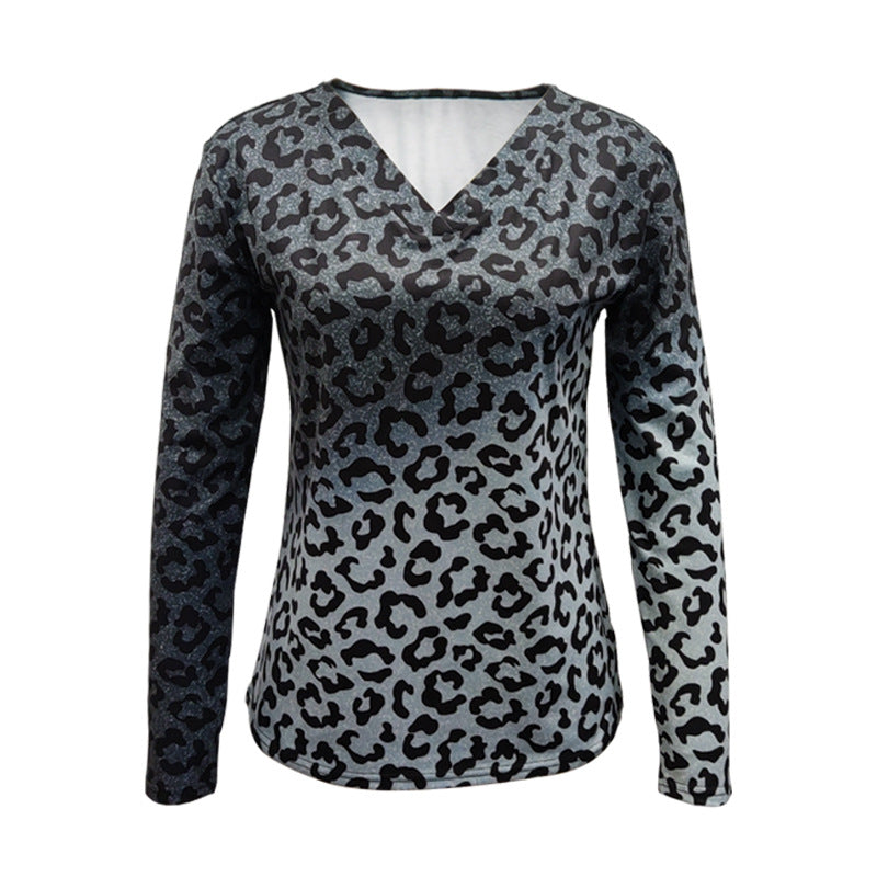 Dam T-shirt Kortärmad Leopardmönster Polyester-4