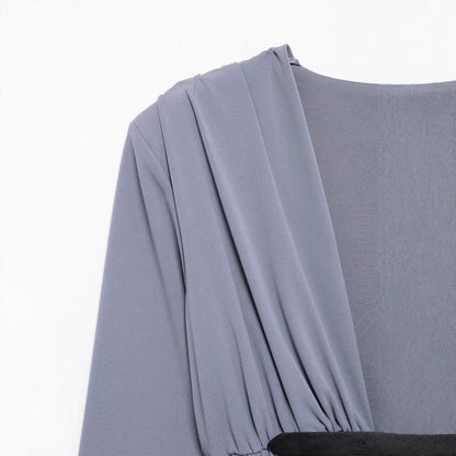 Kvinna Miniklänning A-Line Lång Ärmar Polyester-3