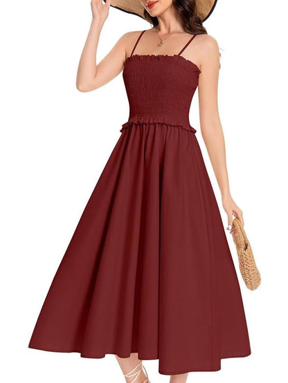 Kvinnors Lång Klänning Mönstrad Ärmlös Polyester-3