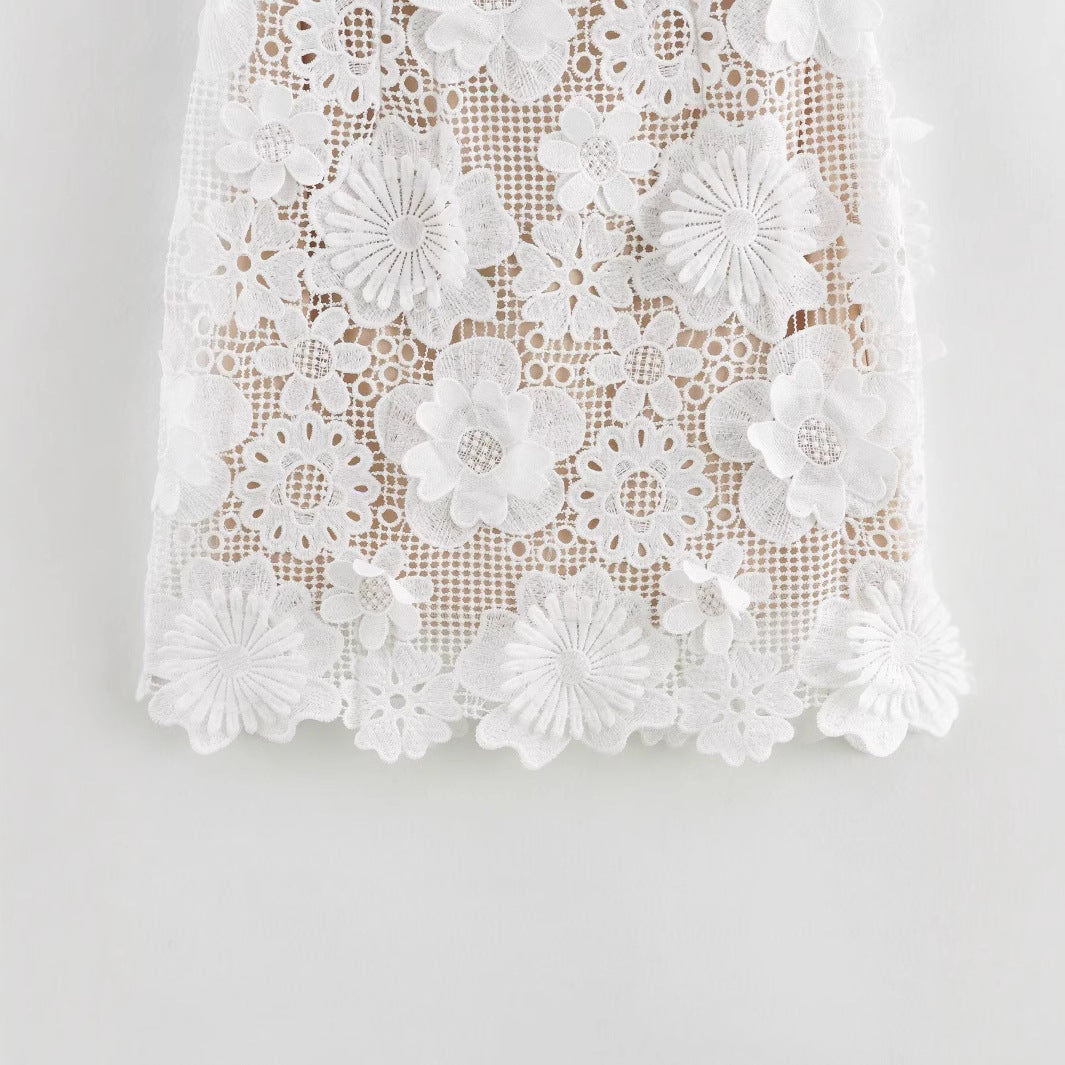 Kvinna A-Line Klänning Halterneck Polyester Patchwork-4