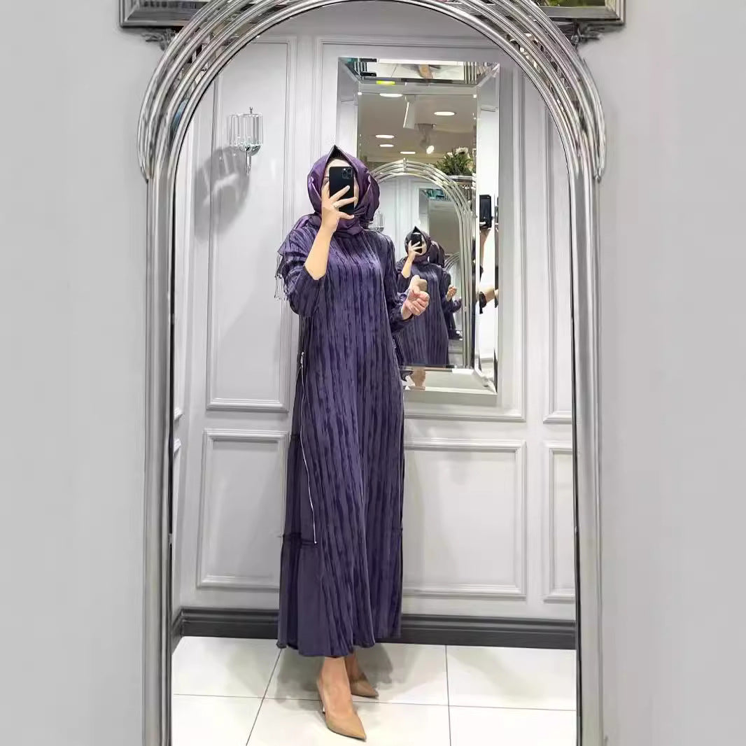 Dam Långärmad Klänning A-Linje Mönstrad Polyester-5