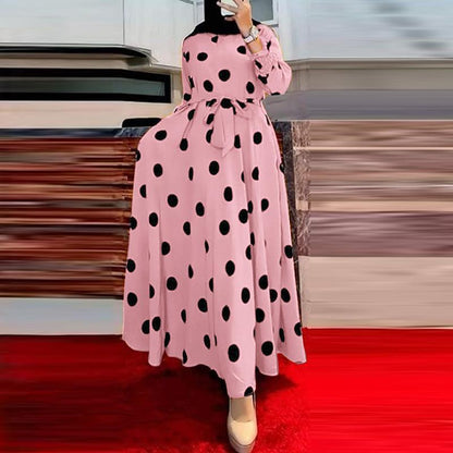 Variant image for Dam Klänning Långärmad Prickig Polyester Midilängd Elegant-16