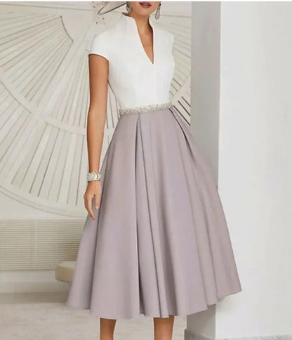 Variant image for Dam Maxiklänning V-ringning Färgblock Polyester Sommar-1