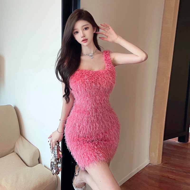 Kvinnors Bodycon Klänning Ryggfri Spaghetti Band Polyester Elastan-2