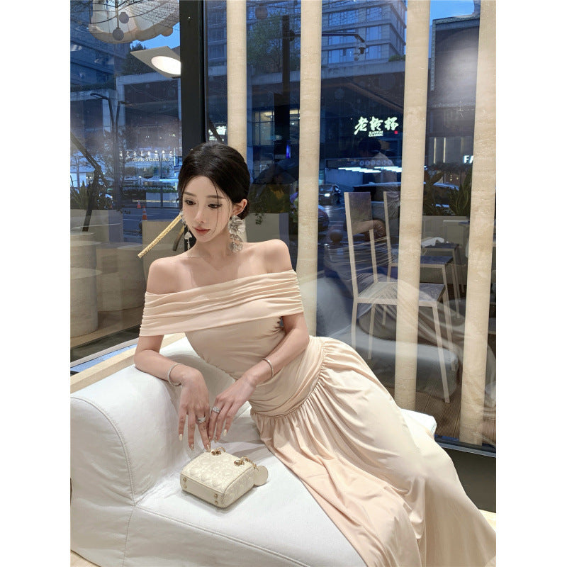 Maxiklänning Dam Enaxlad Slim Fit Polyester Lång Klänning-4