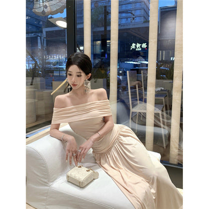 Maxiklänning Dam Enaxlad Slim Fit Polyester Lång Klänning-4