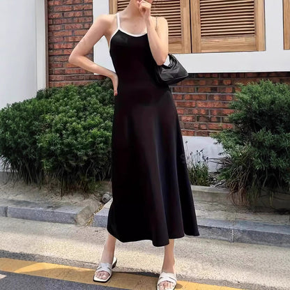 Kvinnors Midi Klänning U-urringning Mjölksilke-2