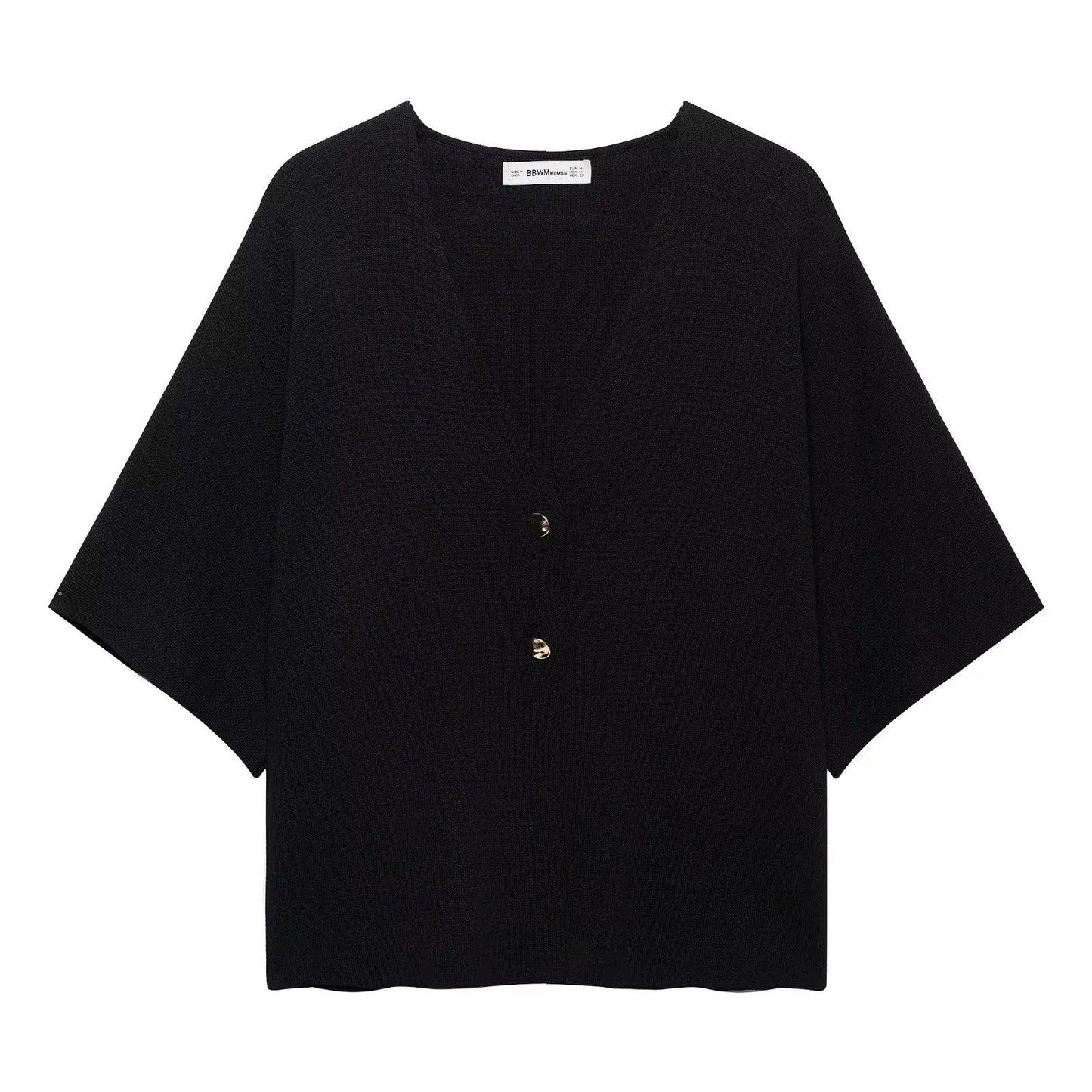 Kvinnors Kofta V-hals Mjukt Tyg Med Dekorativa Knappar-4