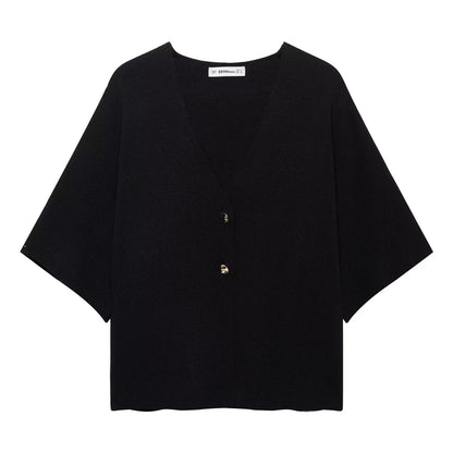 Variant image for Kvinnors Kofta V-hals Mjukt Tyg Med Dekorativa Knappar-2