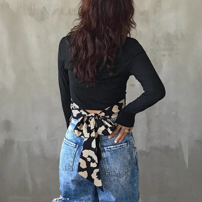 Långärmad T-shirt Dam Slim Fit Polyester med Slipsdekoration-5