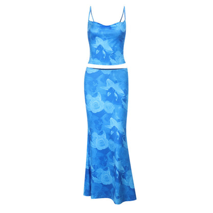 Blumen Damen Set: Blommiger Crop Top mit Maxikjol aus Leichtem Stoff für Elegante Sommerlooks 6