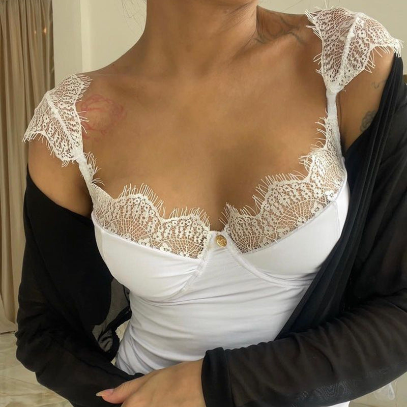Kvinnors Bustier Justerbara Bärar Mjuk Bomullsmix Elegant Detalj-5