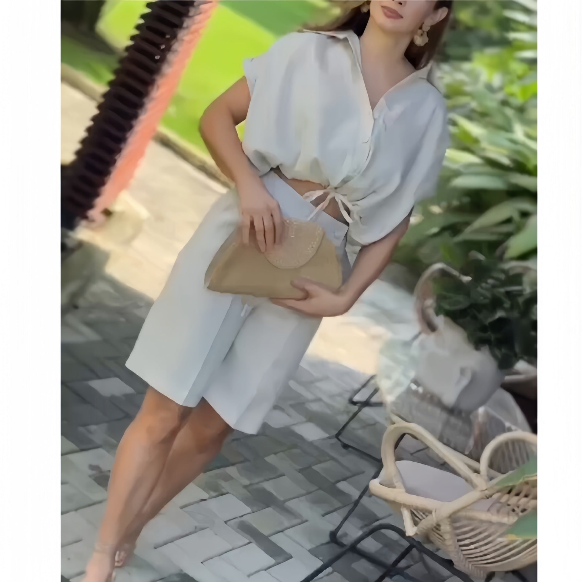 Dam Fritidsset Kortärmad Polyester Shorts-3