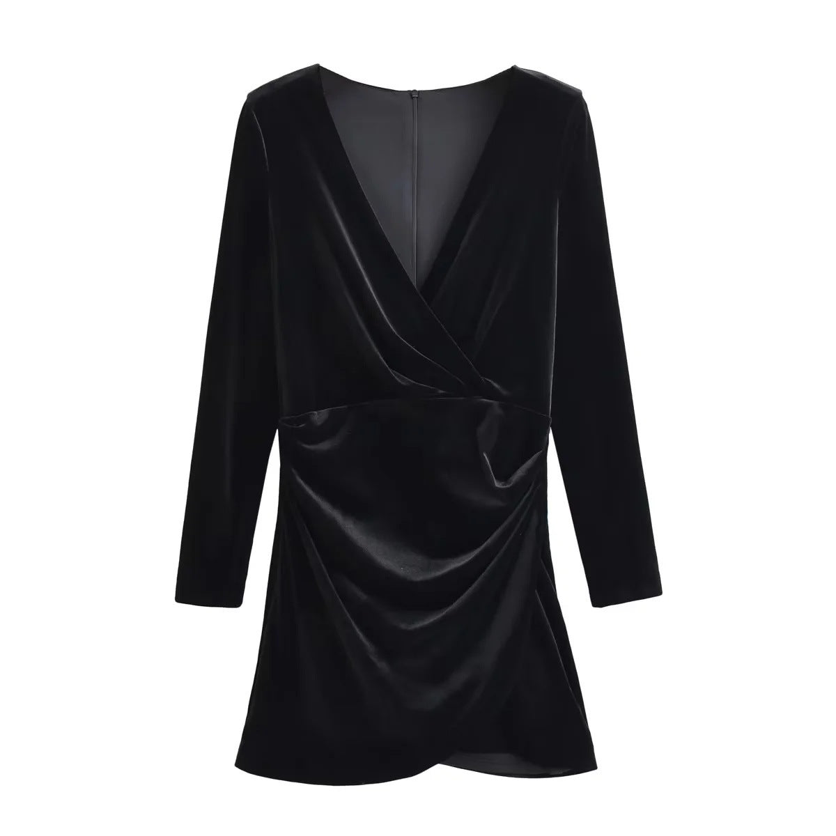 Variant image for Dam Omslagsklänning V-ringad Draperad Mjukt Tyg för Fest och Bröllop-1