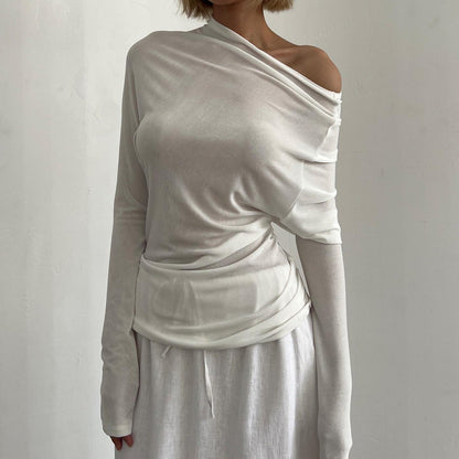 Variant image for Kvinnors Axelfri Topp Asymmetrisk Stretchigt Material-1