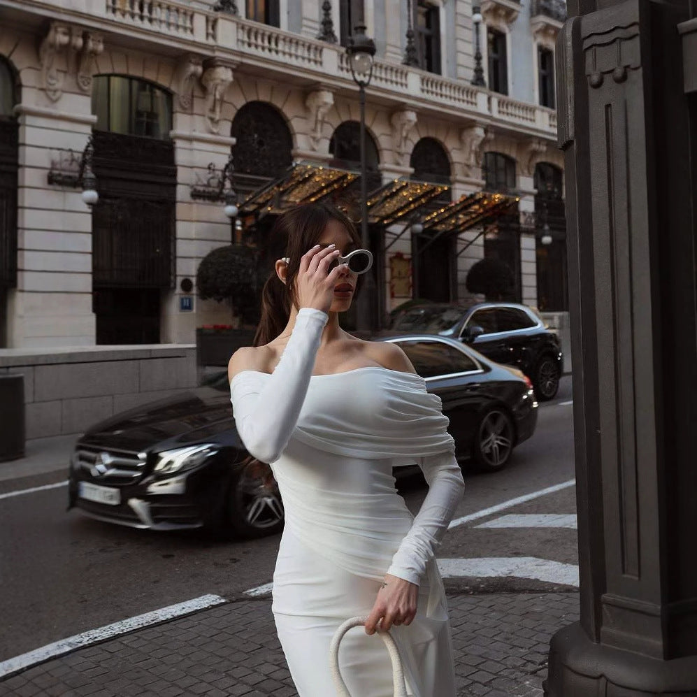 Kvinnors Wrap-Klänning Vattenfallshalsring Tygblandning-4