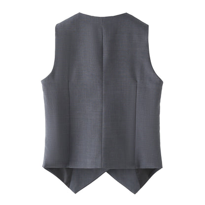 Damkostym Ärmlös Polyester Modern Med Raka Byxor-3