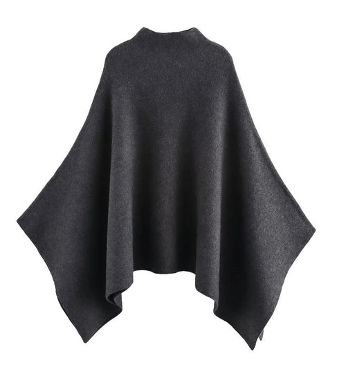 Dam Poncho Ull Elegant Design Mysig och Mångsidig-1